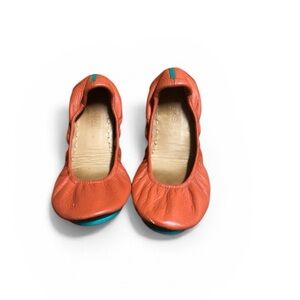 orange Leather Ballet Flats by